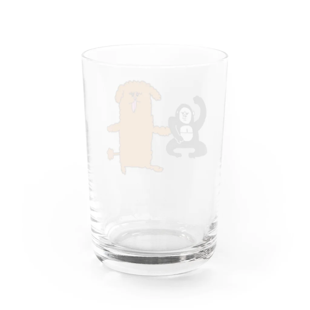 子供の言い訳の犬とゴリラ Water Glass :back