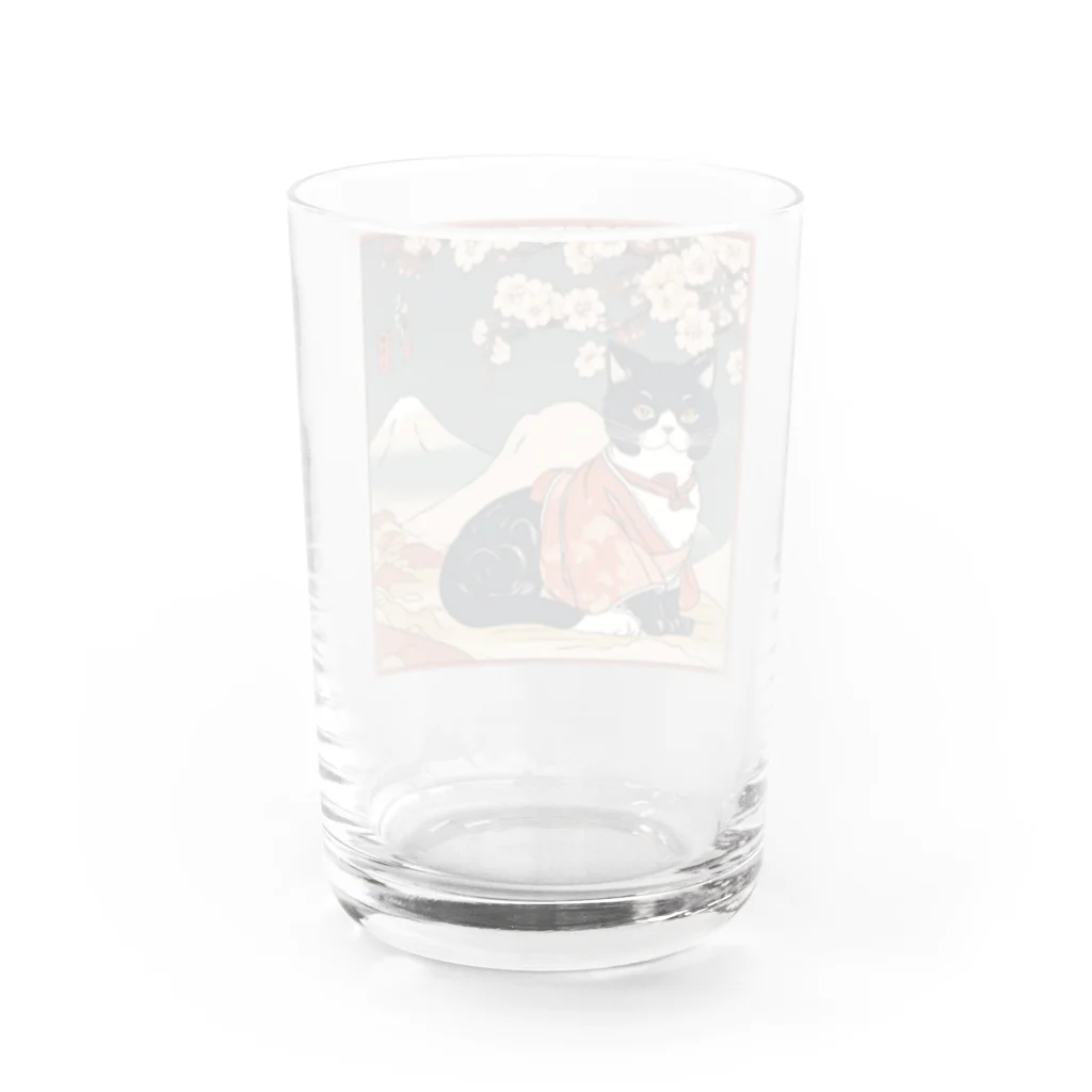 にゃんこグッズのにゃんこ浮世絵ニャン🎵 Water Glass :back