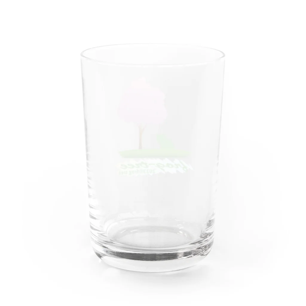 カエルの木の「カエルの木」のロゴマーク（春） Water Glass :back