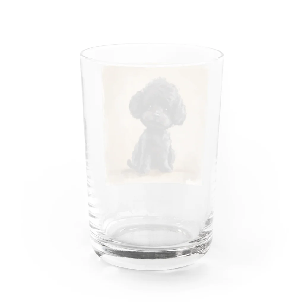 Dan-2024の可愛い黒のトイプードル Water Glass :back