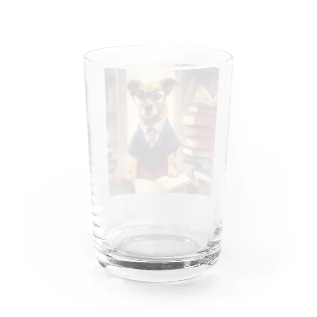 me-tooの知識欲旺盛なわんちゃん Water Glass :back