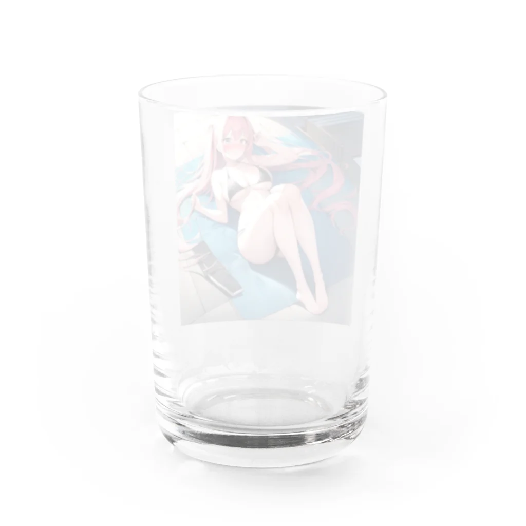 あなたに夢中の黒いビキニの女の子3（桃髪Ｖｅｒ．） Water Glass :back