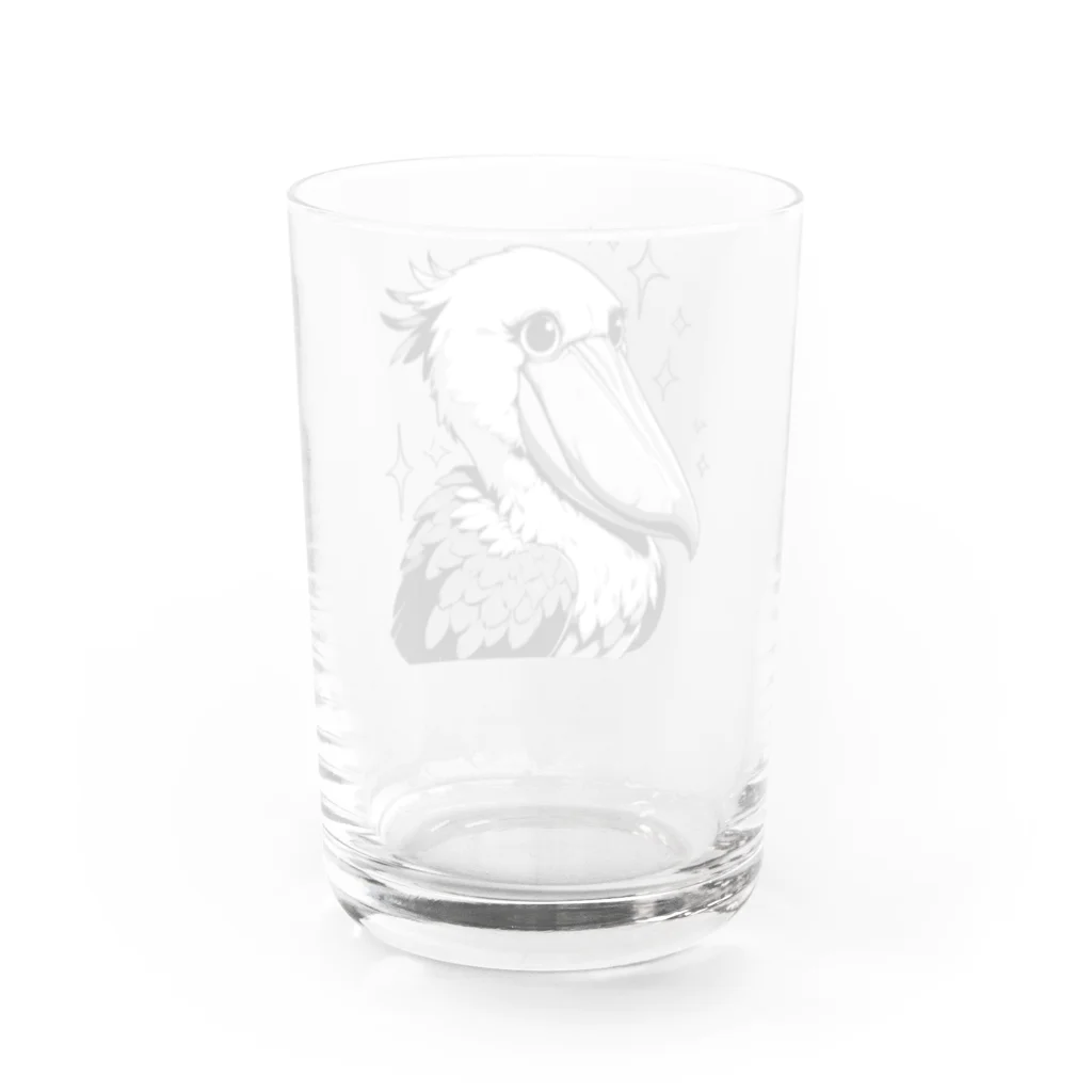 そうえんショップのモノクロームハシビロコウ Water Glass :back