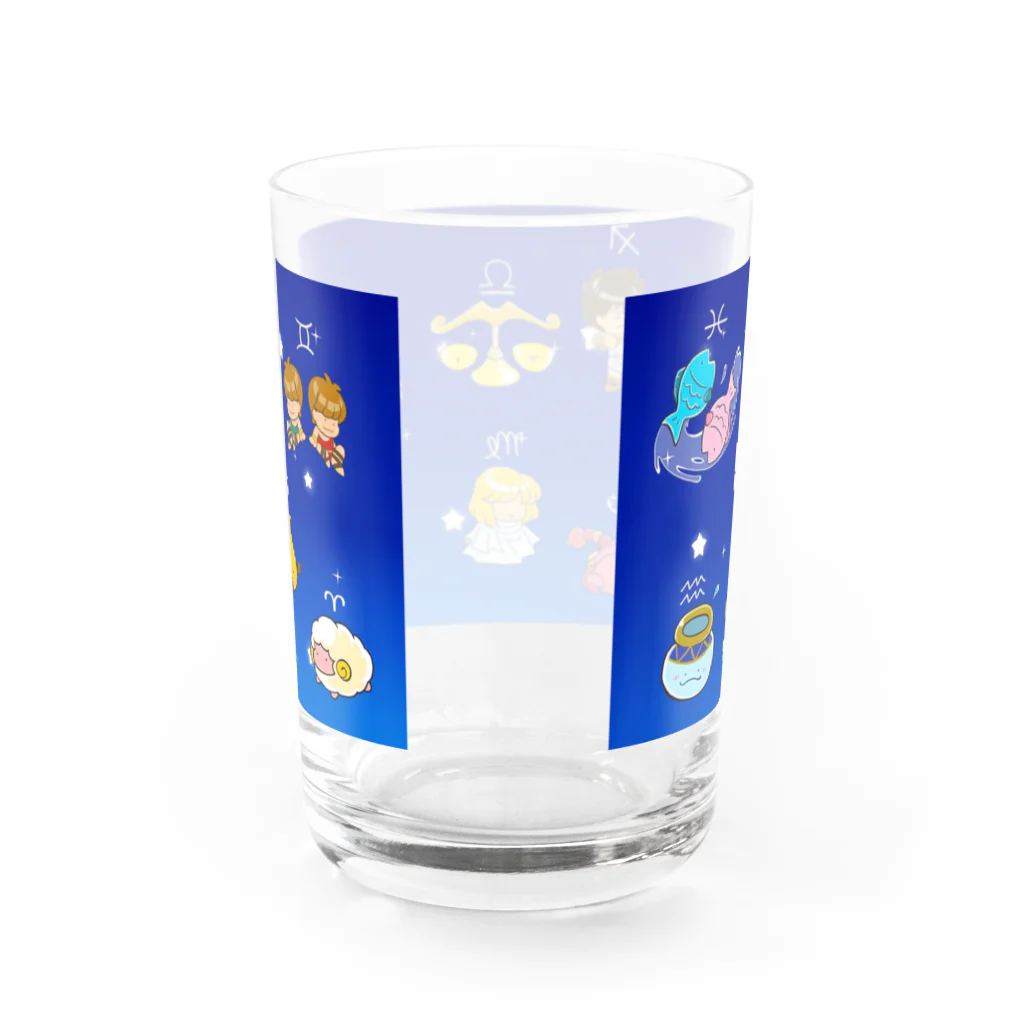 もふもふ堂の１２（１３）星座のかわいいデザイン Water Glass :back