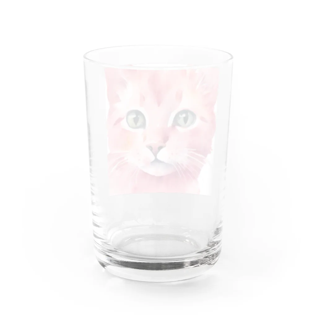 キャツアイのピンクの猫ちゃんやで Water Glass :back