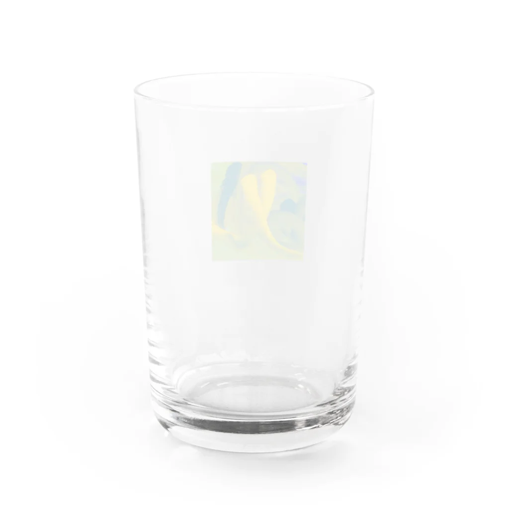 納豆ごはんの緑と黄色と青緑の混色 Water Glass :back