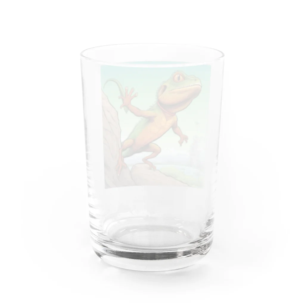 marrikat189の崖から飛び立つトカゲ Water Glass :back