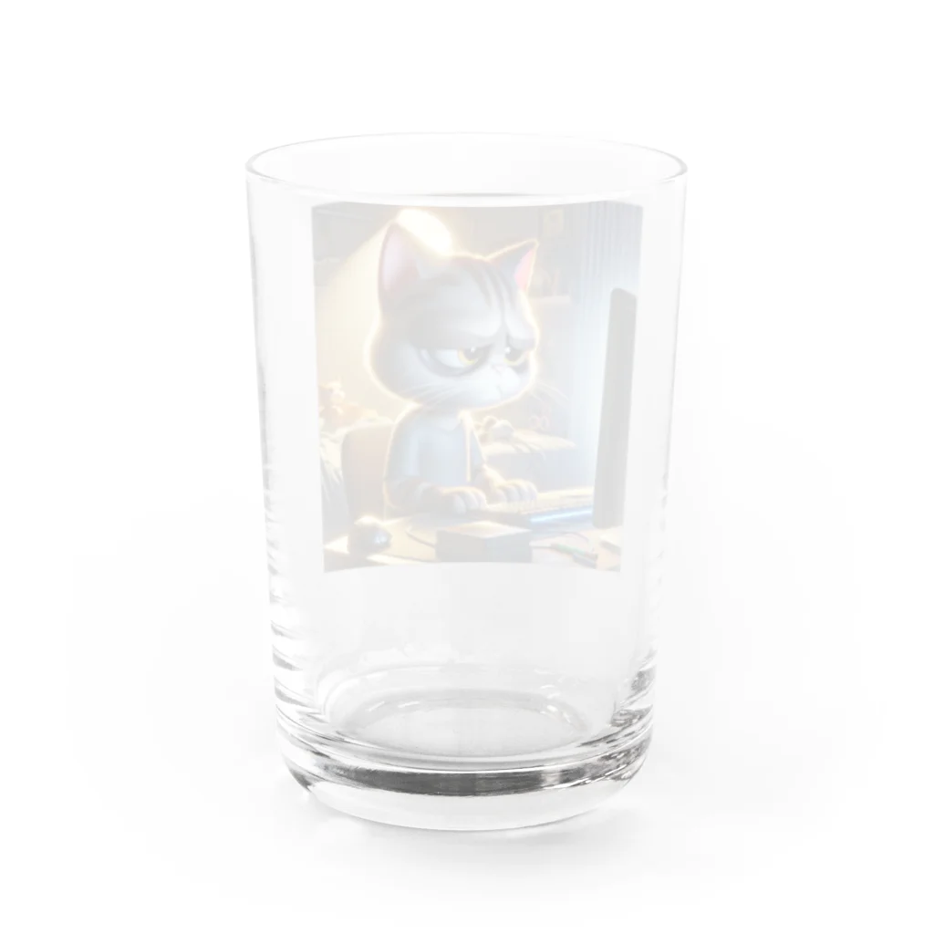 ARIES-TEREAの仕事中のかわいい猫 Water Glass :back