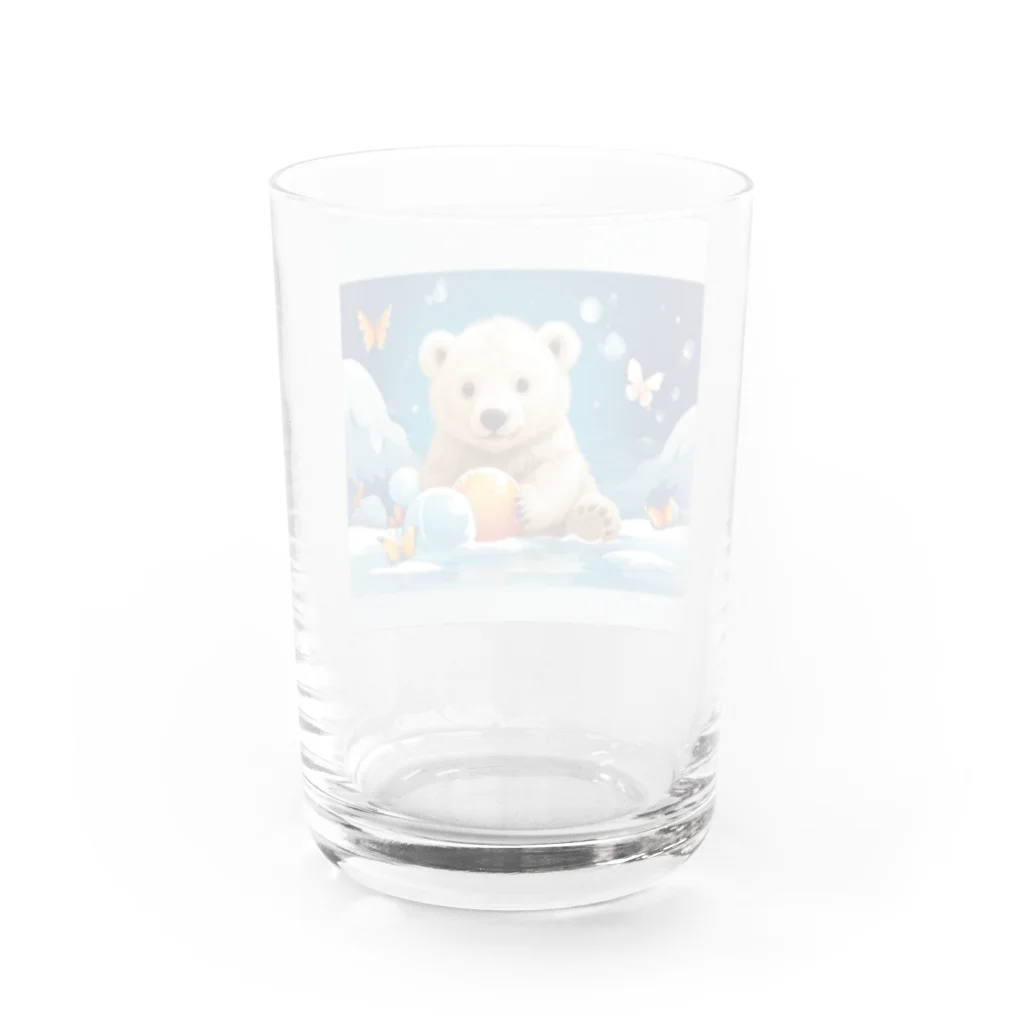 りんりんの可愛いシロクマちゃんショップ　かわいいよ！のボーるで遊んでいる白くま Water Glass :back