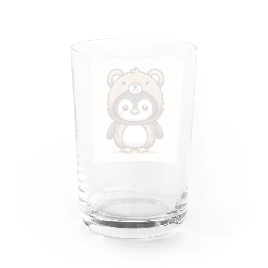 着ぐるみアニマル×けーのクマの着ぐるみを着たペンギン Water Glass :back