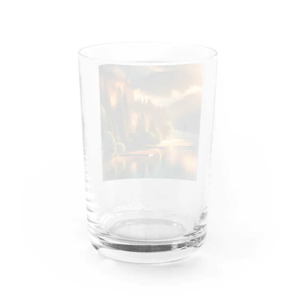 maruの湖畔の静寂な日の出 Water Glass :back