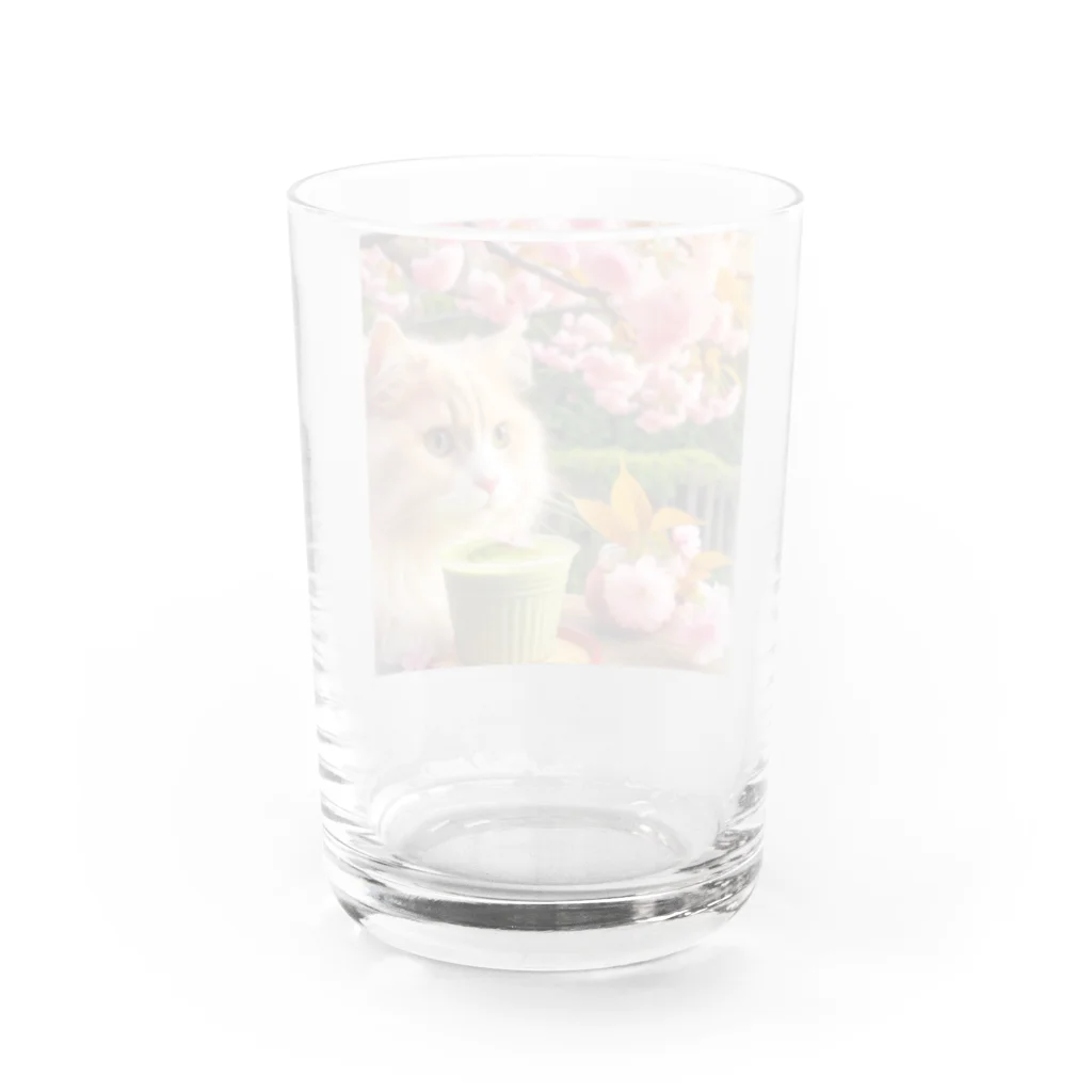 猫と紡ぐ物語の春の訪れを告げる桜満開 Water Glass :back