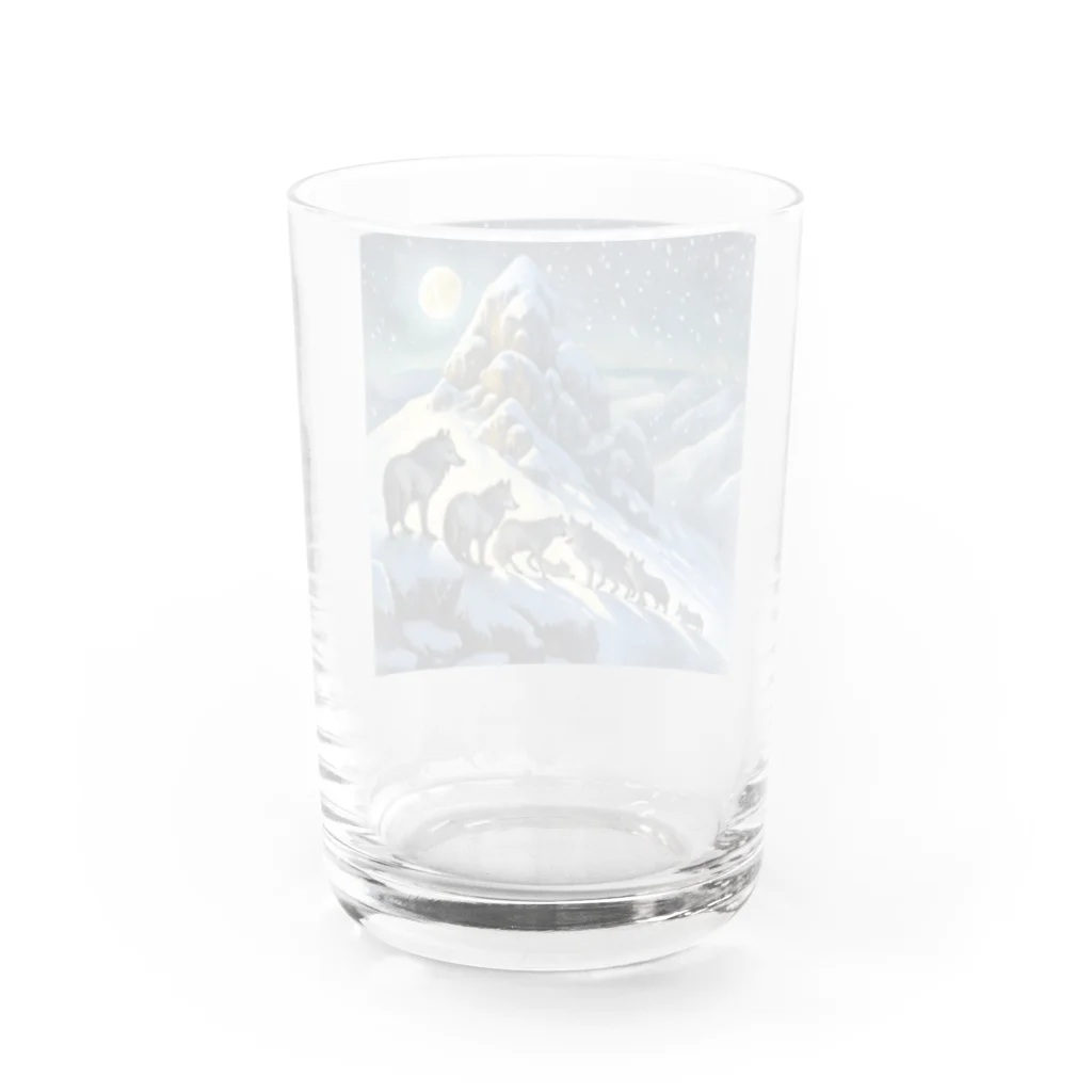 DREAMHOUSEの雪山のオオカミの群れ Water Glass :back