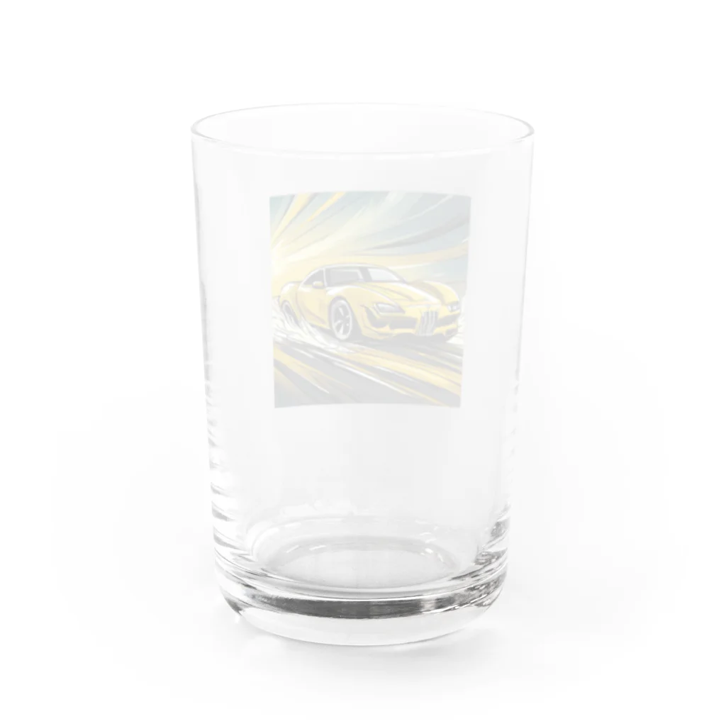 Try Anythingのイエロー スポーツカー コレクション Water Glass :back