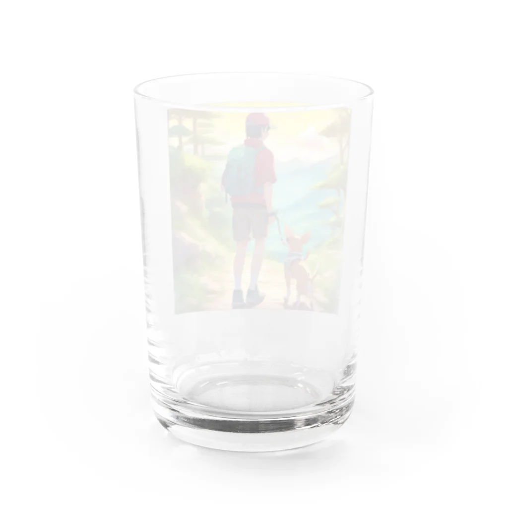 にこにこアニマルズ🐶のチワワと夕焼け散歩 Water Glass :back