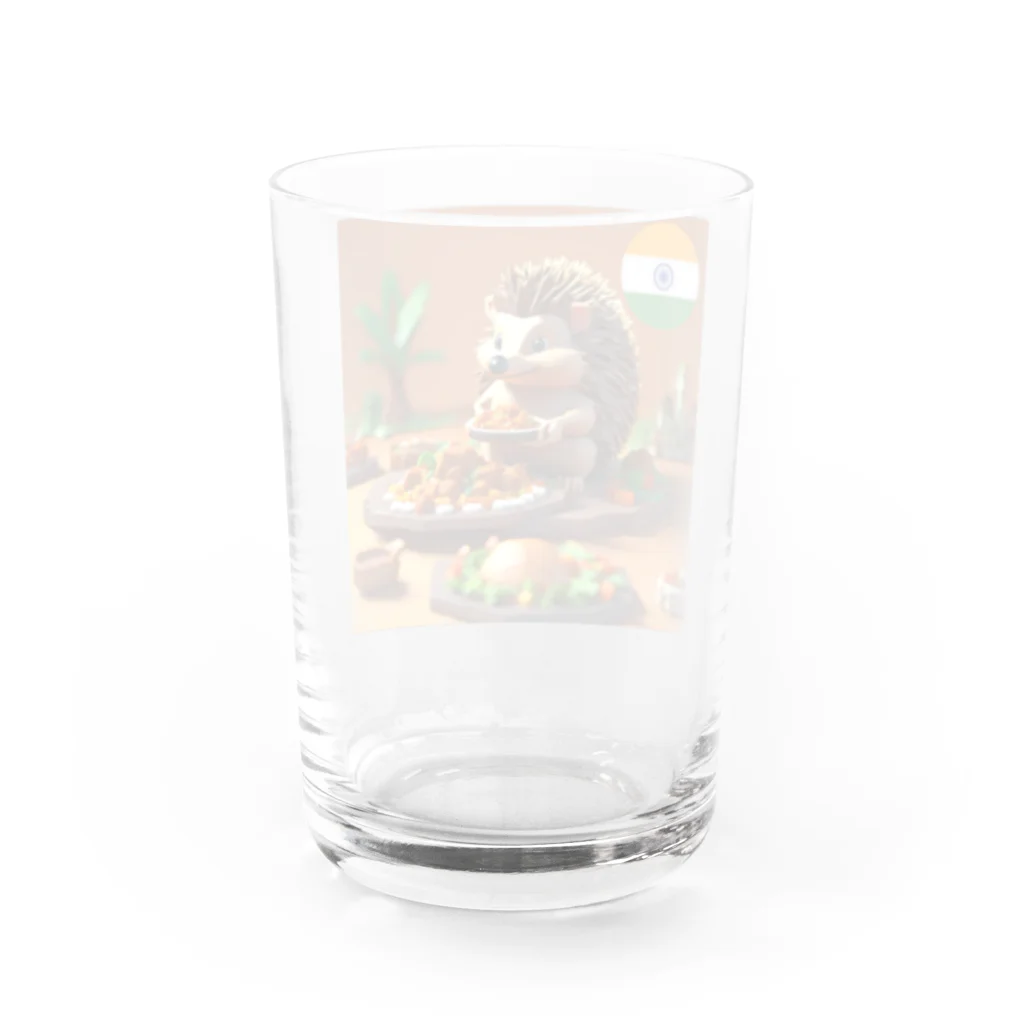 AYA_KARDASHIANのインドでチキンティッカマサラを食べているハリネズミ Water Glass :back