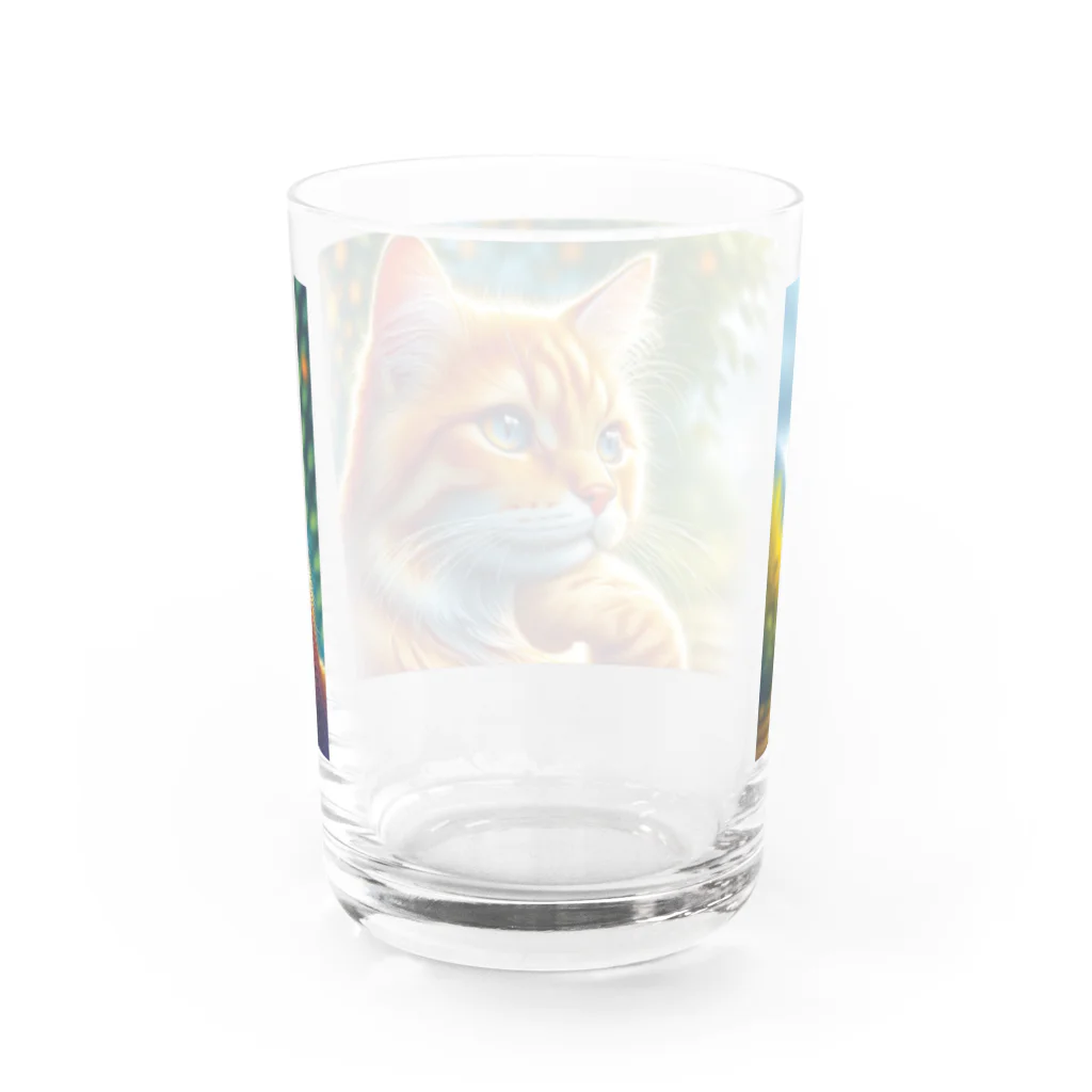 Ama'sのトラ猫Thinking Time Water Glass :back