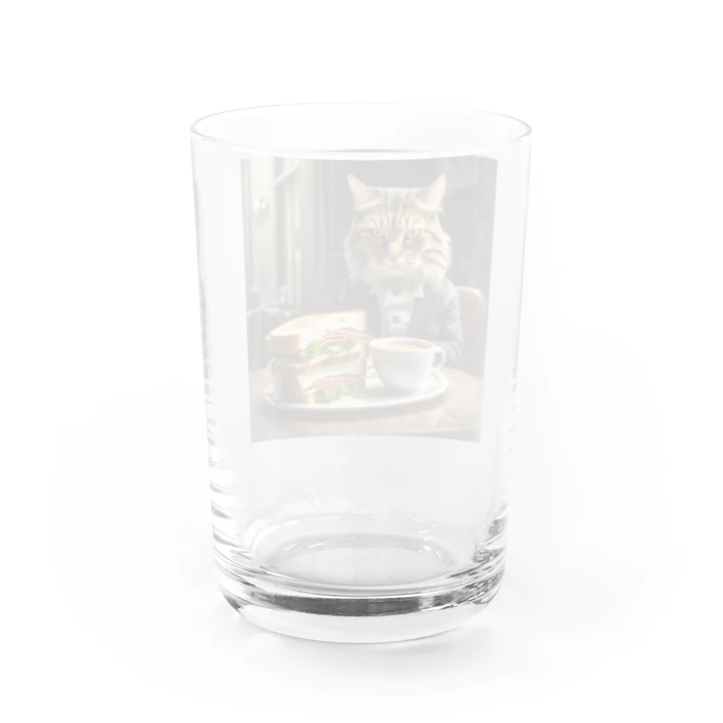 だんのんのサンドイッチでランチする猫 Water Glass :back