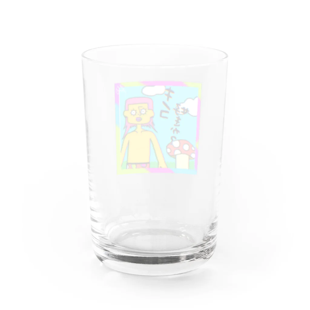 角刈りウルフﾁｬﾝの角刈りウルフちゃん Water Glass :back