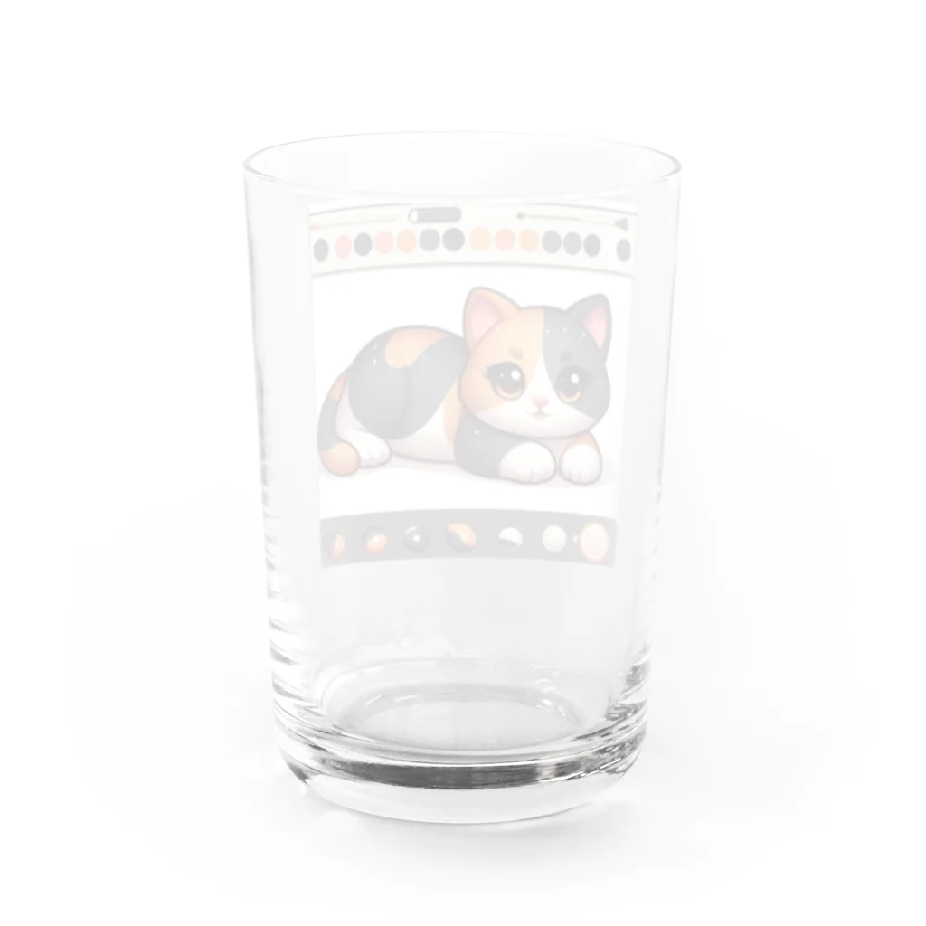 NEKOMARUDOUの三毛猫ペイント Water Glass :back