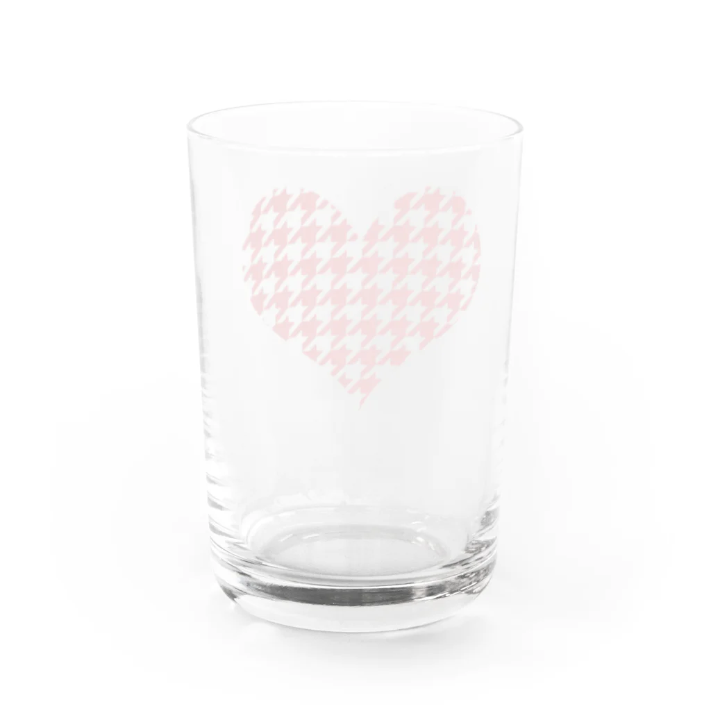 ゆるひつじのレッド千鳥柄ハート Water Glass :back