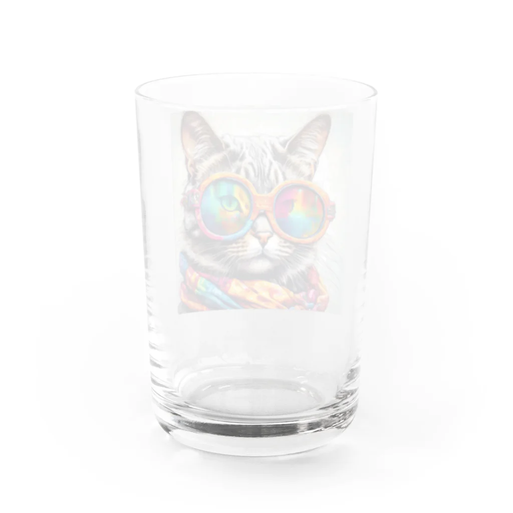 だんのんのカラフルメガネをかけた猫 Water Glass :back