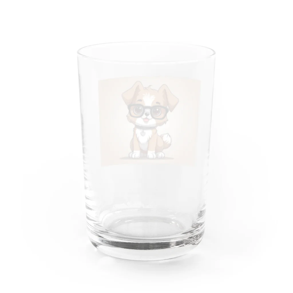 Khisakiの犬　カワイイ　眼鏡をかけている Water Glass :back