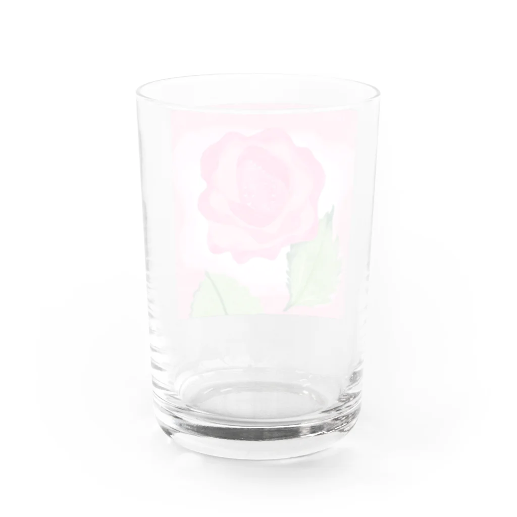 ピンク系水彩画のピンクのバラ Water Glass :back