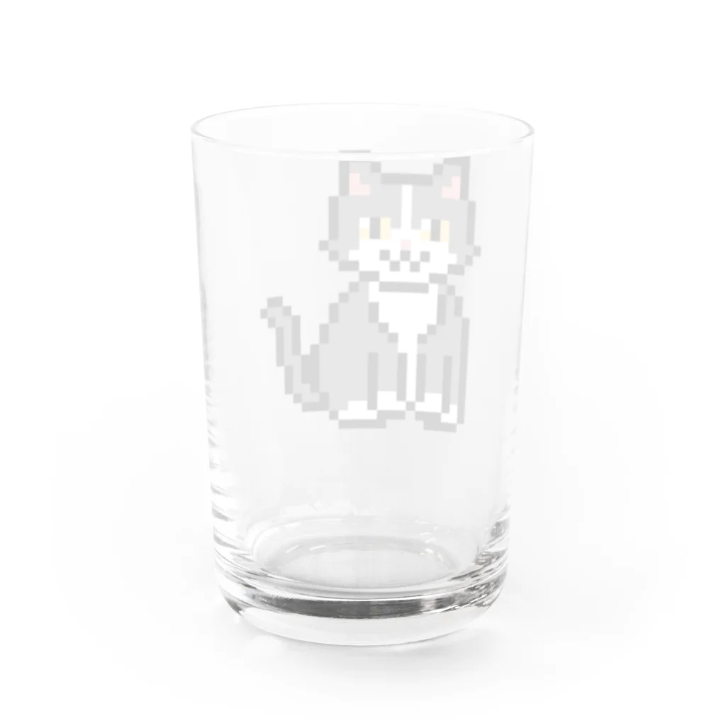 モチクマのハチワレ猫のドット絵 Water Glass :back