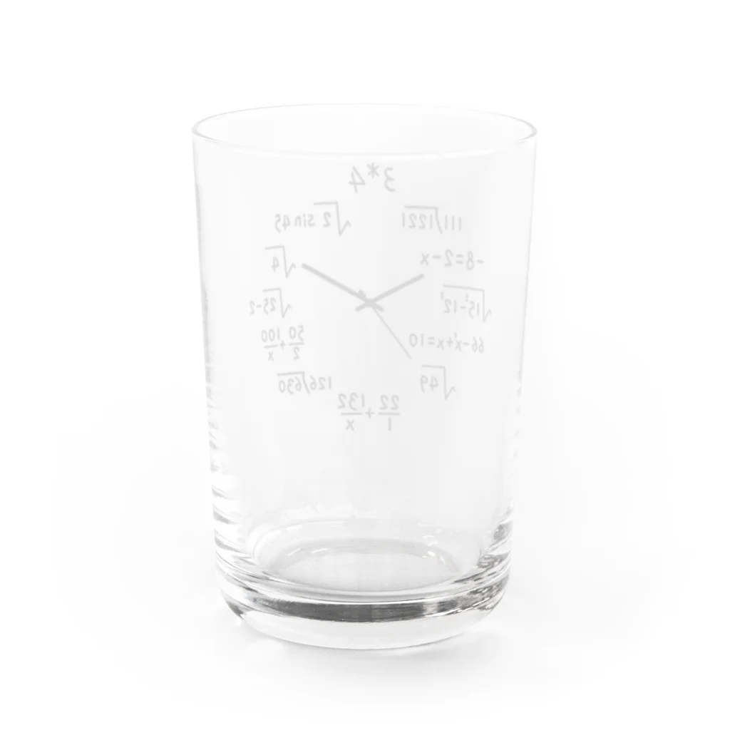 オノマトピアの数学時計（理系デザイン） Water Glass :back