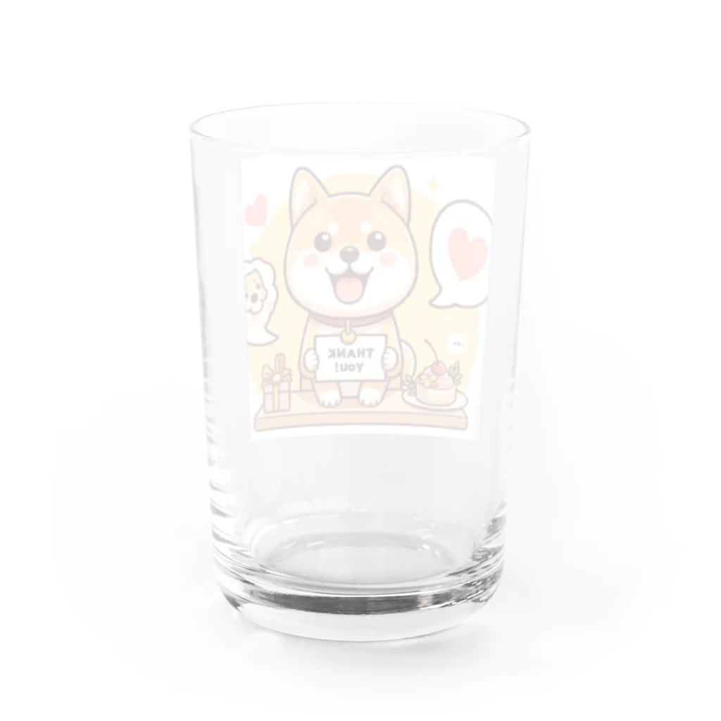 メアリーの可愛らしい表情の柴犬が感謝の気持ちを込めて Water Glass :back