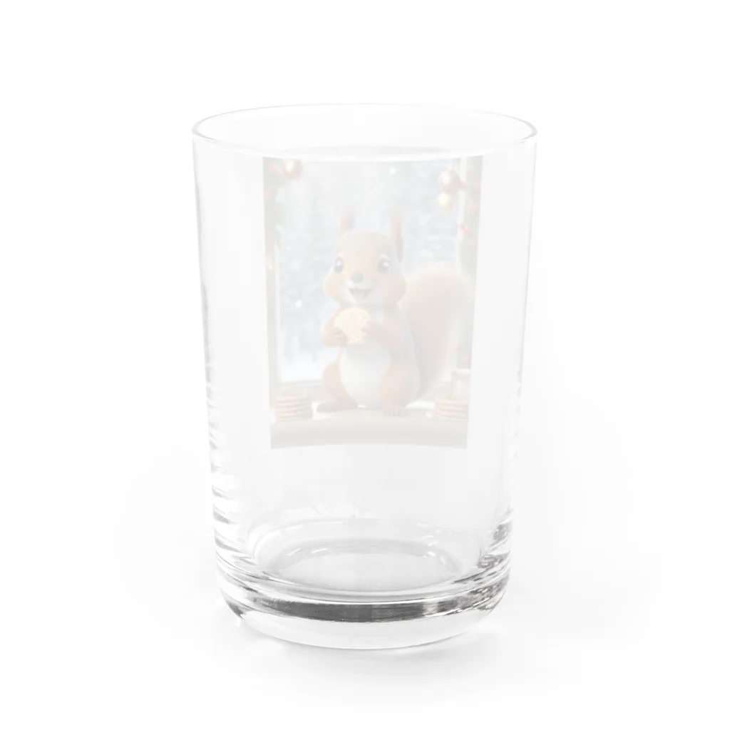 Colorful Canvasの窓辺でクッキーを食べるリス Water Glass :back