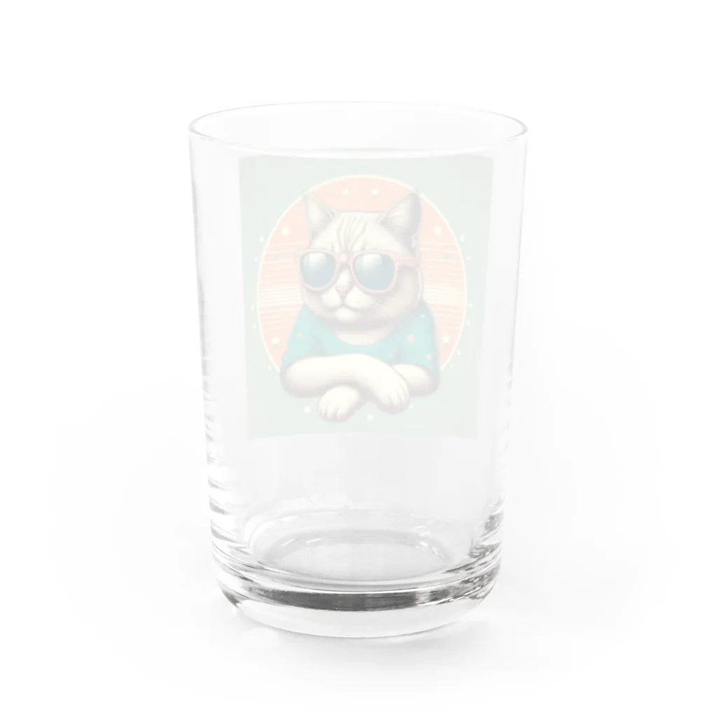 CECIL1602のサングラスをかけた猫 Water Glass :back