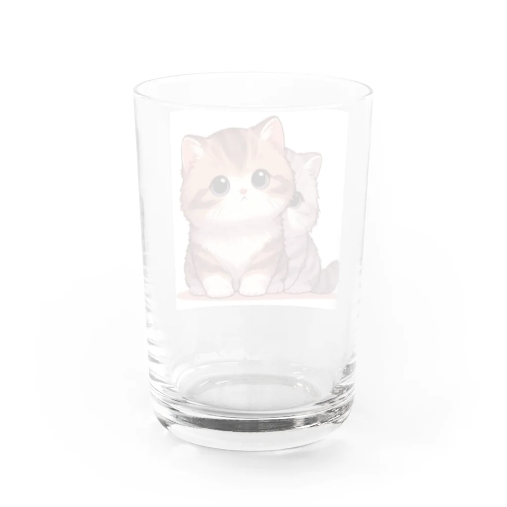 シマのかわいい子猫の兄弟 Water Glass :back
