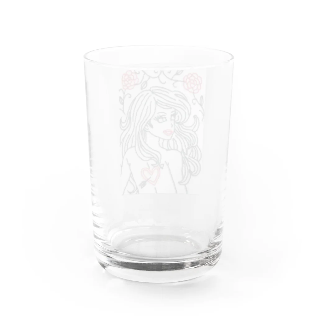 ピンクの象のハートタトゥー Water Glass :back