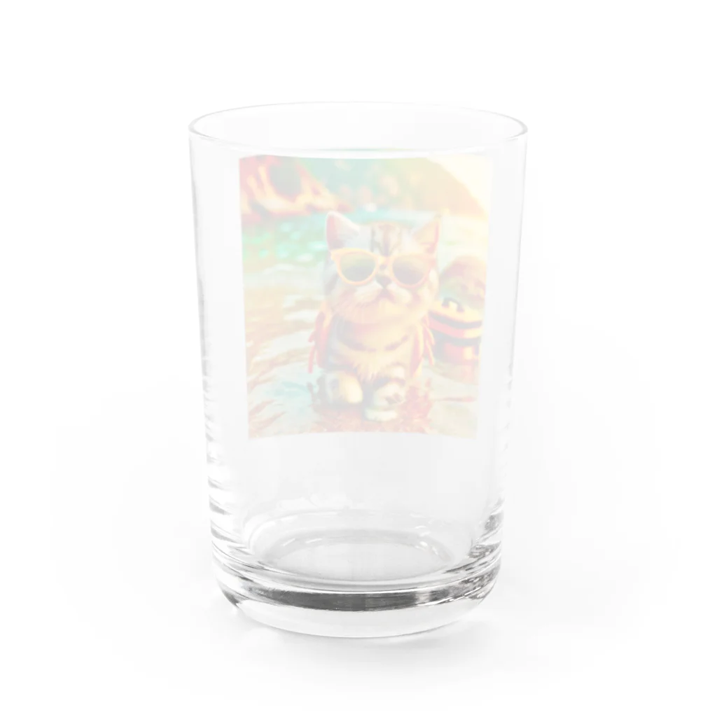 123_maのかわいい猫のイラストグッズ Water Glass :back