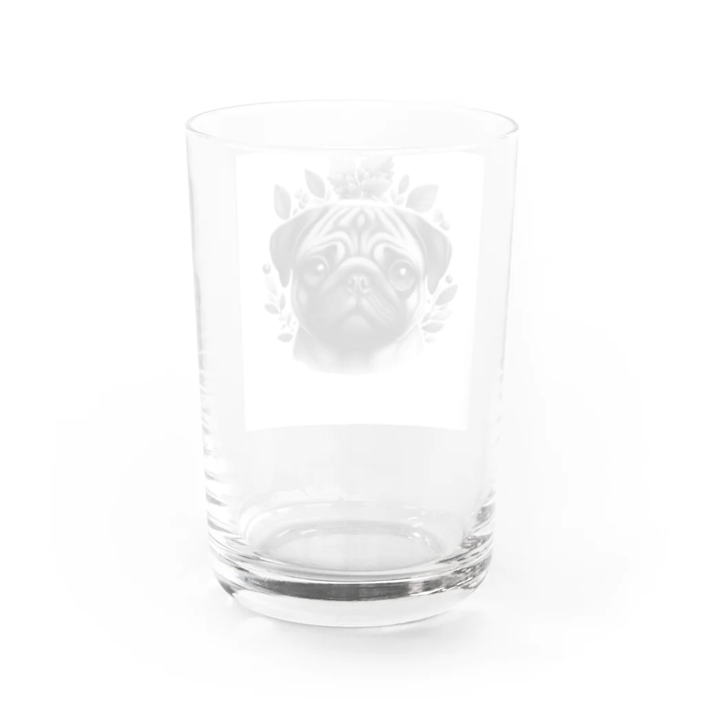 鼻ぺちゃ犬と和猫のボタニカル パグ Water Glass :back