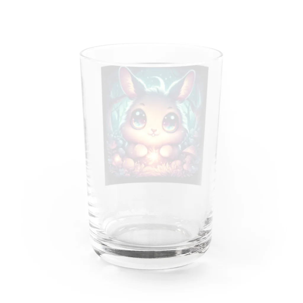 たんたん狸の不気味で可愛い森の不気味で可愛いウサギ001 Water Glass :back