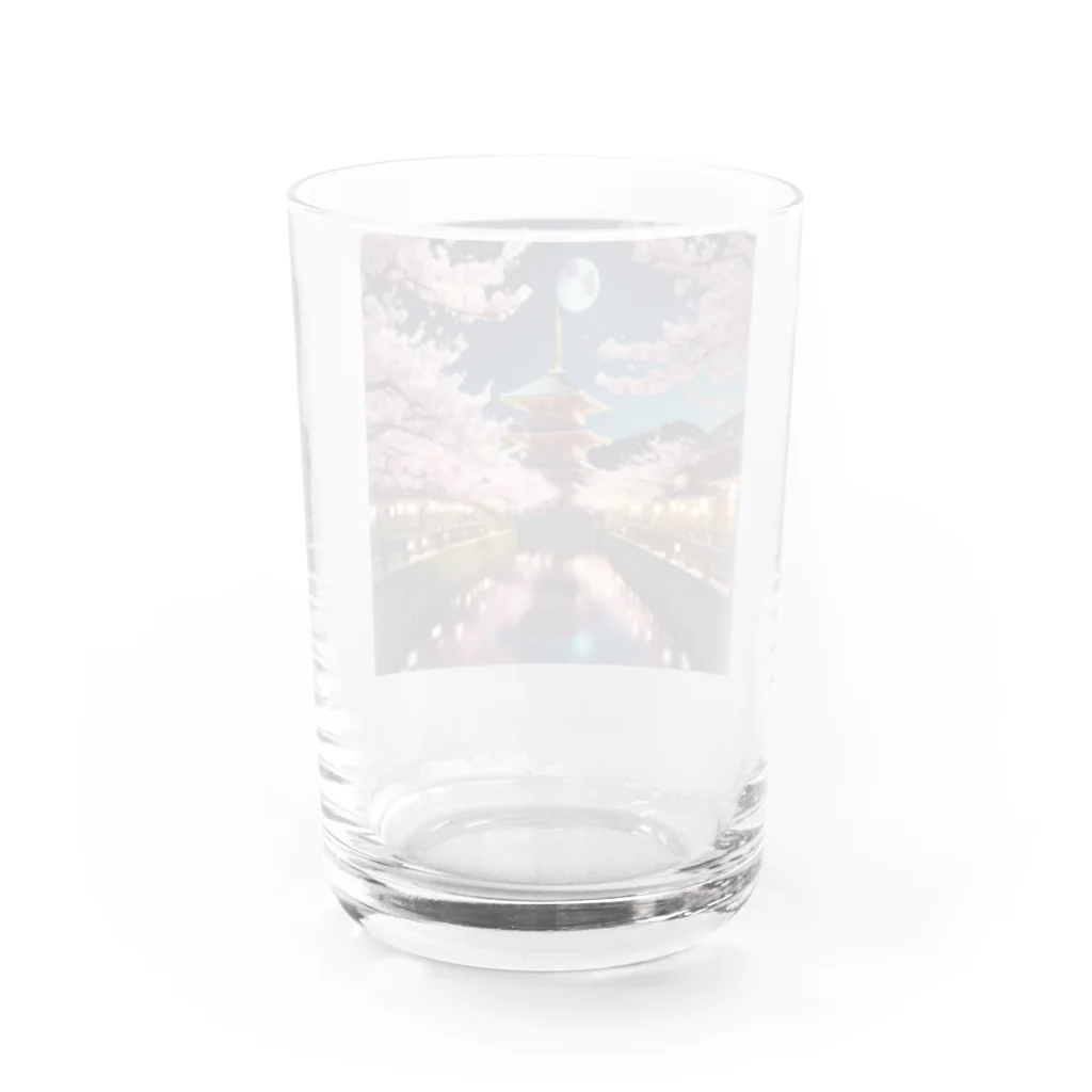 chan-takehaniの 月明かりの下の桜 Water Glass :back