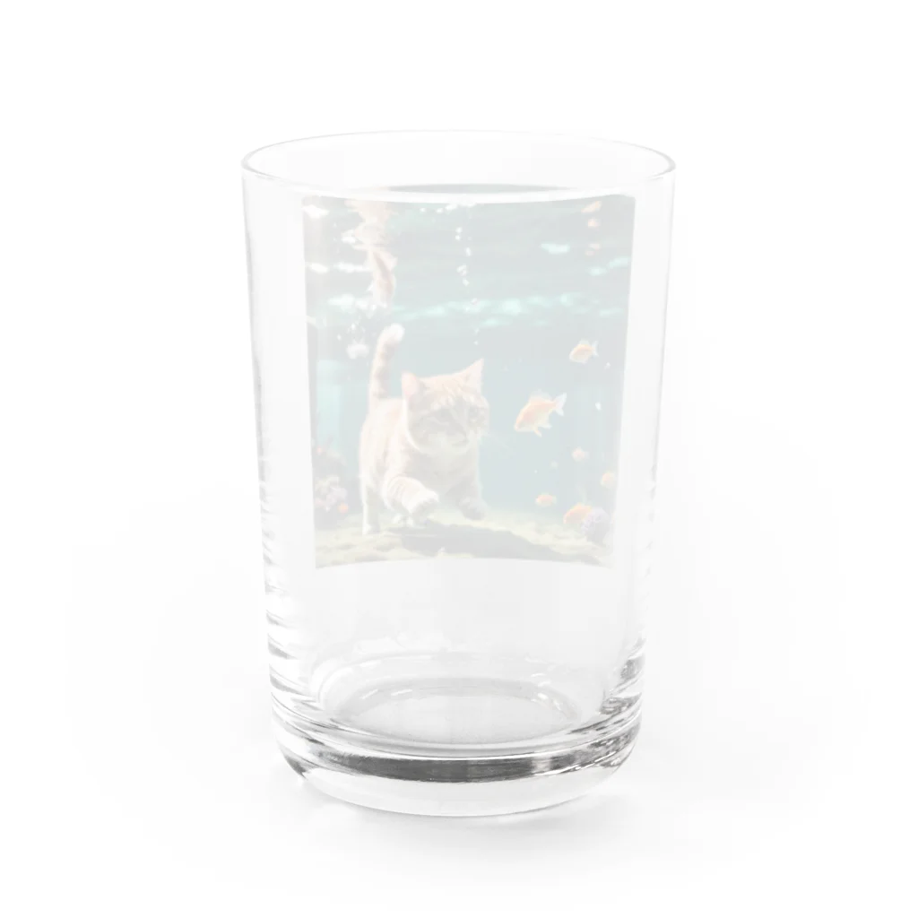 sion1010の泳ぐ猫グッズ Water Glass :back