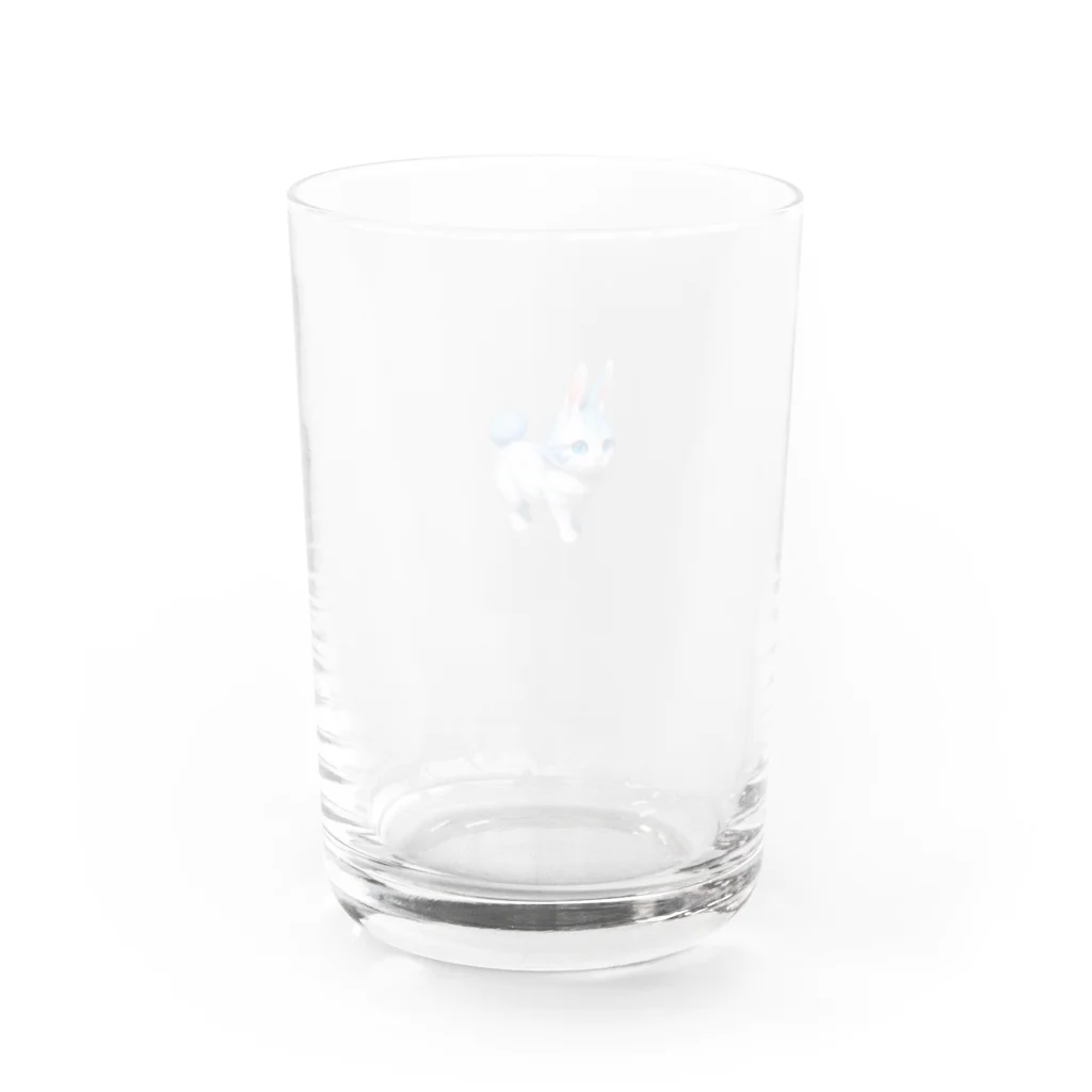 ko_858585のウサギ猫：ブルー Water Glass :back