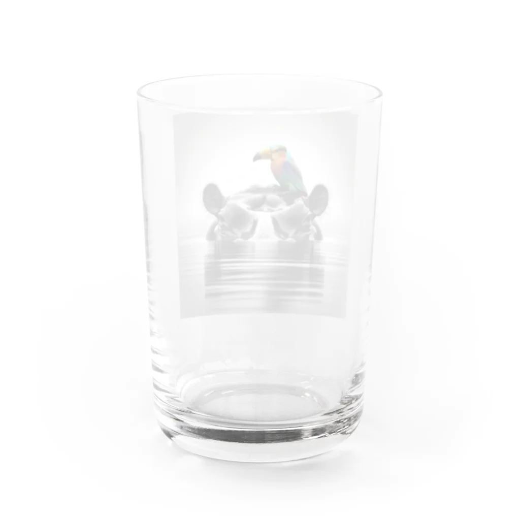 chaochao0701のカバと小鳥の友情 Water Glass :back