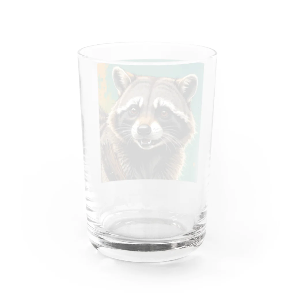 たわしのキリっとしたアライグマ Water Glass :back