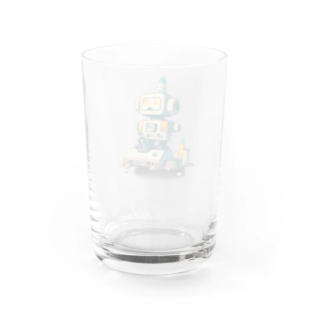 mirinconixのいろいろと四角いレトロなガラクタロボットくん Water Glass :back