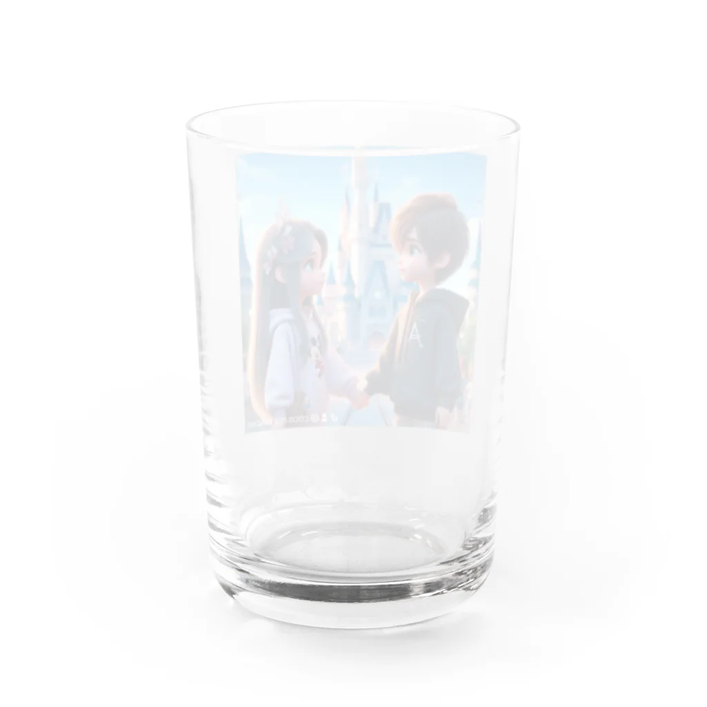ウエディング♡カップルグッズのPIXAR風カップル Water Glass :back