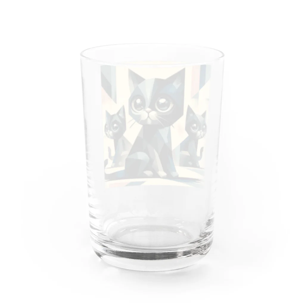 スタイル112の黒猫　キュビズム01 Water Glass :back