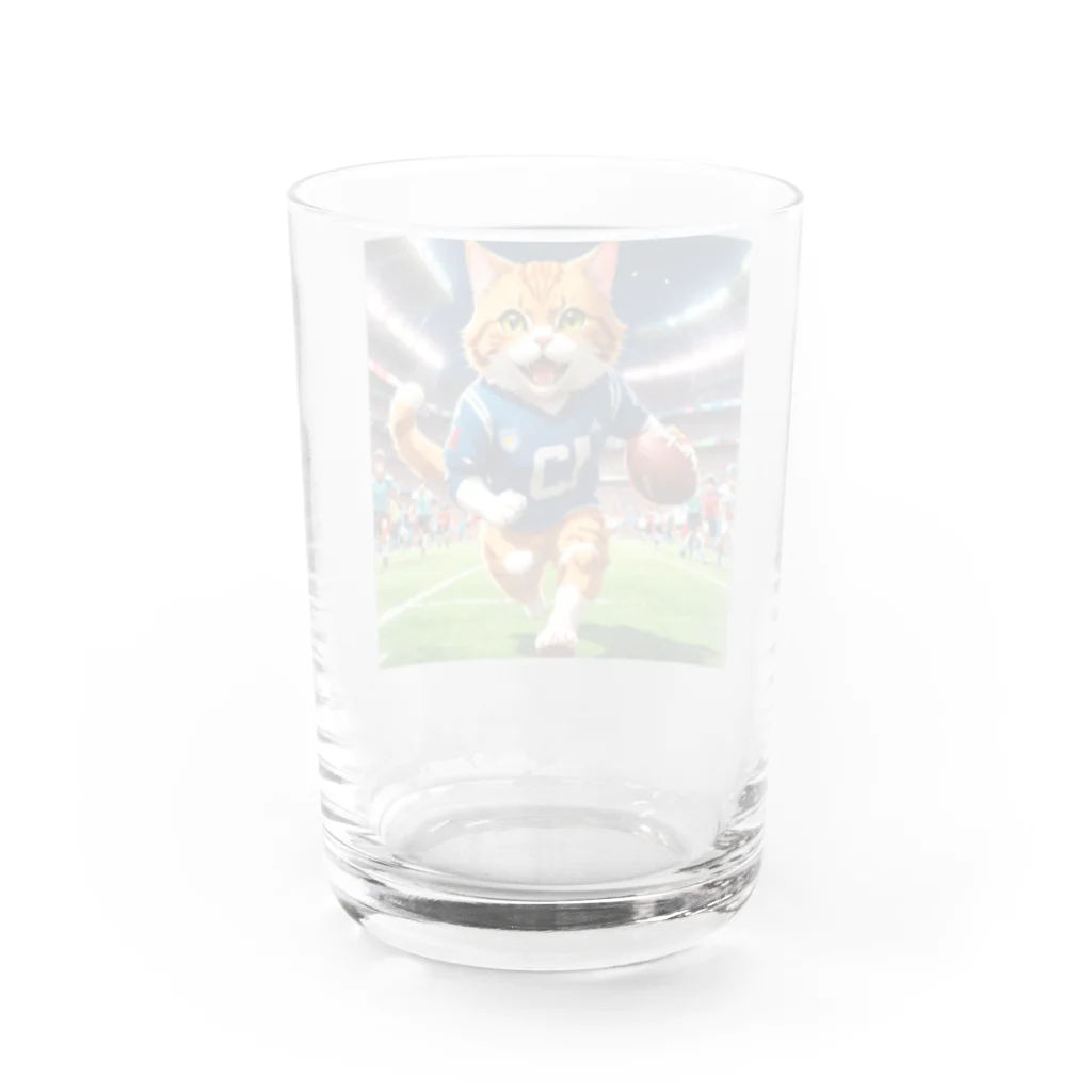 NekoAshiNoBathtubのアメリカンフットボールネコ Water Glass :back