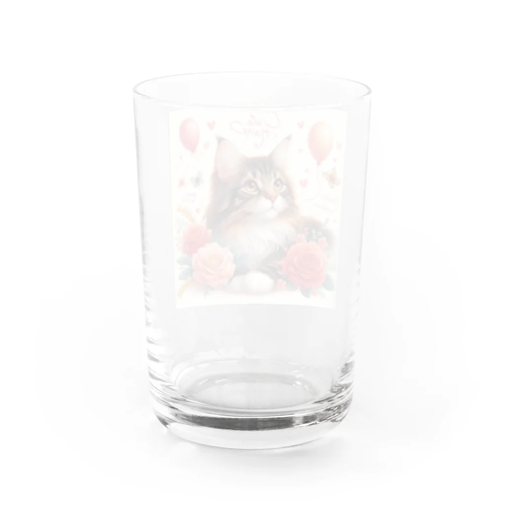 Y m @Y's shopの猫と薔薇 Water Glass :back