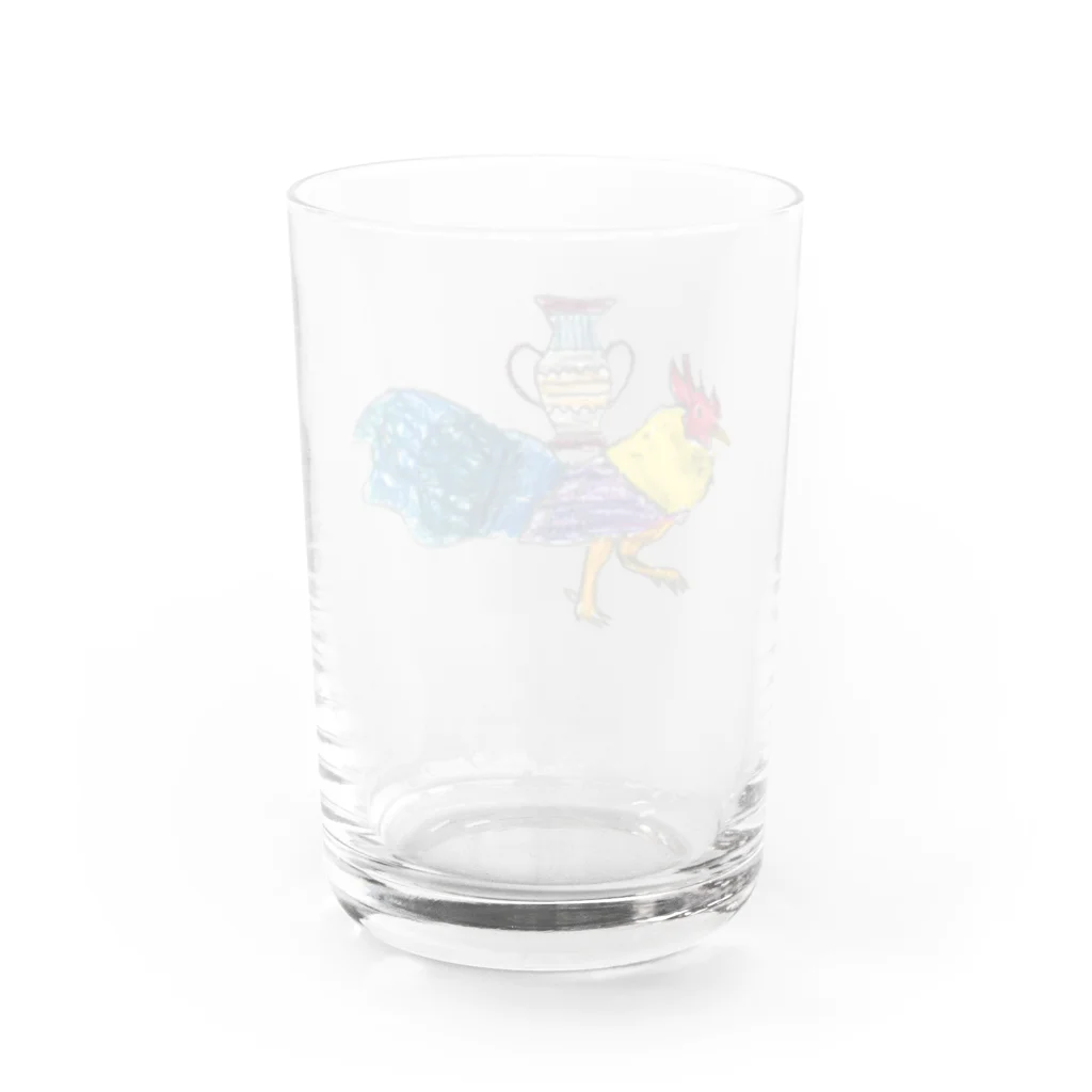 jumpyの好きなものたちの花瓶を乗せたニワトリ Water Glass :back