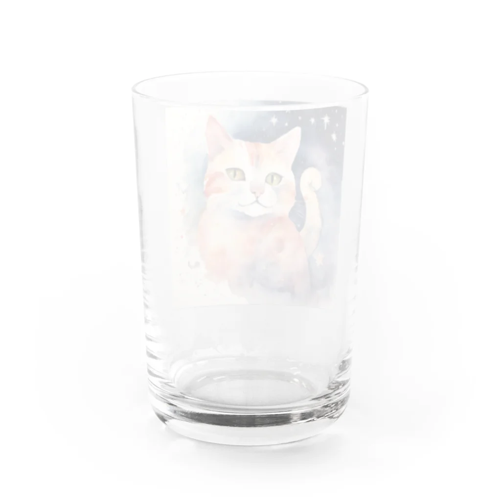 星降る夜にの微笑猫 Water Glass :back